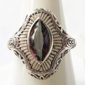 A rainbow topaz ring, size 6.5 US, 925 silver,  keepsake gift